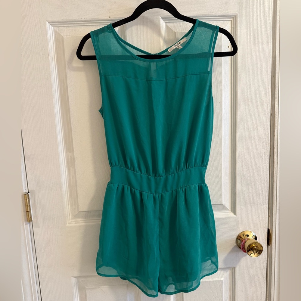 Papaya Bright Emerald Sleeveless Romper